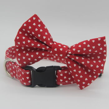 Red And White Hearts Dog Bow Tie, 4 of 7
