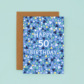 50th Birthday Card For Men, Geometric 50th Card, For Him, 2 of 2