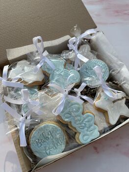 Baby Blue Baby Shower Biscuit Favours, 7 of 11