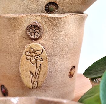 Birth Flower Pottery Plant Pot Gift Handmade Planter, 5 of 10