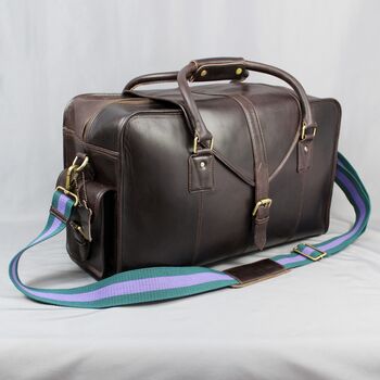 'Oxley' Men's Leather Weekend Holdall Bag In Chestnut, 6 of 12