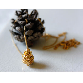 Baby Pine Cone Necklace Gold/Silver, 9 of 11