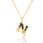 Gold Plated N Initial Necklace With Green Marble, thumbnail 1 of 6