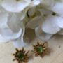 Gold Sun Green Stud Earrings, thumbnail 4 of 6