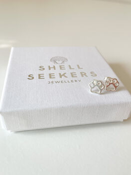 Sterling Silver Paw Print Stud Earrings, 5 of 5