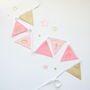 Personalised Pink And Gold Name Bunting, thumbnail 1 of 6