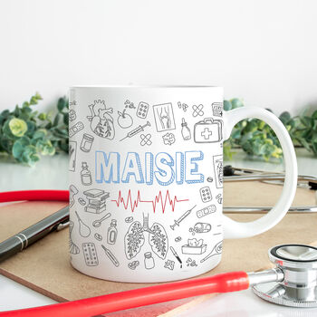 Number One Doctor Doodles Ceramic Mug, 3 of 5