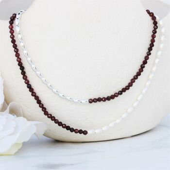 Garnet And Sterling Silver Double Stranded Bracelet Or Single Strand Necklace, 7 of 10