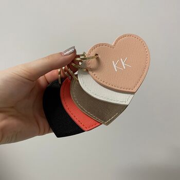 Personalised Saffiano Leather Heart Key Chains Key Rings, 2 of 5