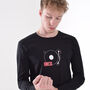 Turn Black Organic Long Sleeve Record Player T Shirt, thumbnail 1 of 5