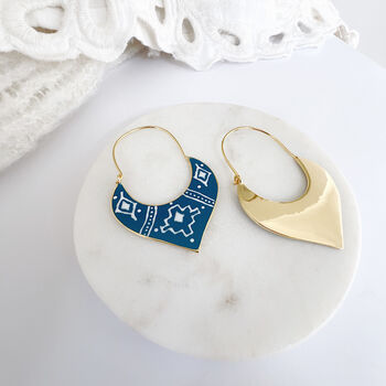 Boho Blue Marrakech Enamel 18k Gold Plated Earrings, 4 of 8