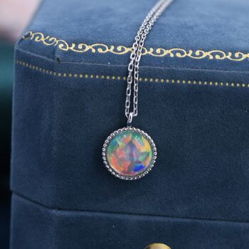 Sterling Silver Aurora Opal Pendant Necklace, 5 of 12