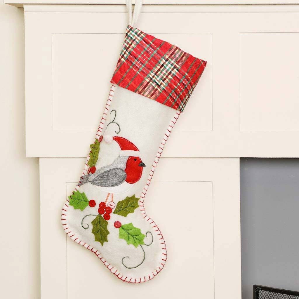 Winter Wishes Christmas Robin Stocking By Dibor | notonthehighstreet.com