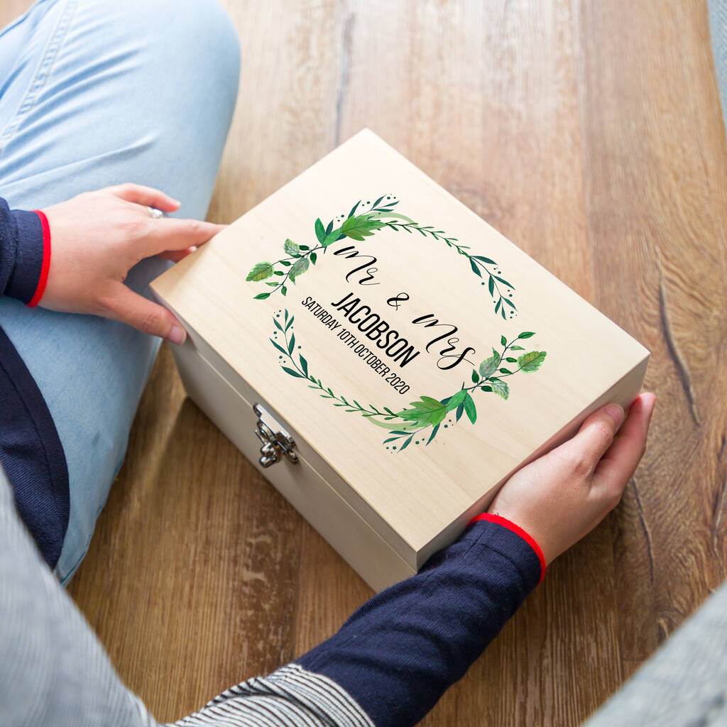 Personalised Botanical Wedding Keepsake Box By Mirrorin