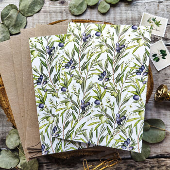 8x Olive Branches Folded Notecards, 3 of 7