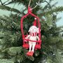 Personalised Mouse In Ski Lift Christmas Bauble, thumbnail 2 of 3