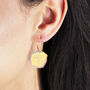 Iridescent Flower Engraved Shell Disc Earrings, thumbnail 2 of 8