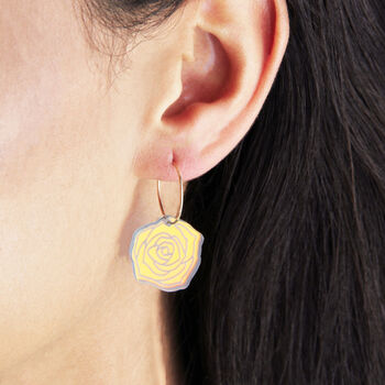 Iridescent Flower Engraved Shell Disc Earrings, 2 of 6