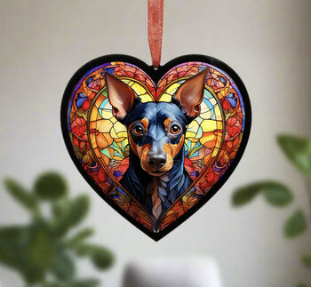Miniature Pinscher Stained Glass Effect Heart Suncatcher, 2 of 5