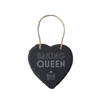 'Baking Queen' Slate Heart Hanger, 2 of 2