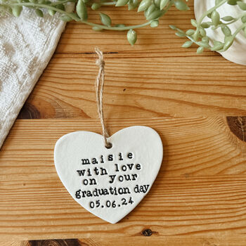 Personalised Graduation Heart Keepsake Gift, Ornament, Decoration Plaque, 2 of 3