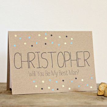 Personalised 'Be My Best Man' Gold Dots Wedding Card, 2 of 4