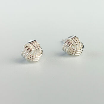 Sterling Silver Simple Knot Stud Earrings, 2 of 5