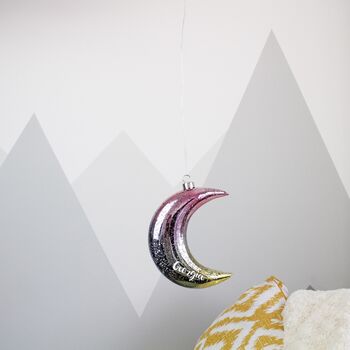Ombre LED Personalised Nursery Hanging Moon Decoration, 12 of 12