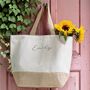 Personalised Embroidered Jute Canvas Shopping Bag, thumbnail 1 of 4