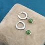 Dangle Jade Huggie Hoops Earrings In Sterling Silver, thumbnail 1 of 12