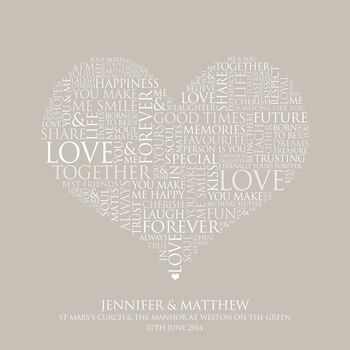 Personalised Heart Word Art Print, 7 of 10