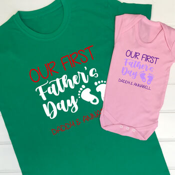 Personalised Our First Father's Day T Shirt Set, 2 of 10