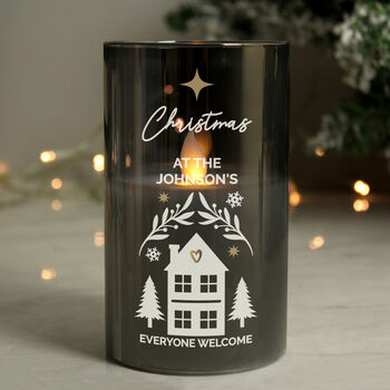 Personalised Christmas Smoked Glass LED Candle, 3 of 4
