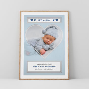 New Baby Boy Photo Print Personalised New Baby Gift – ‘It’s A Boy’, 2 of 6