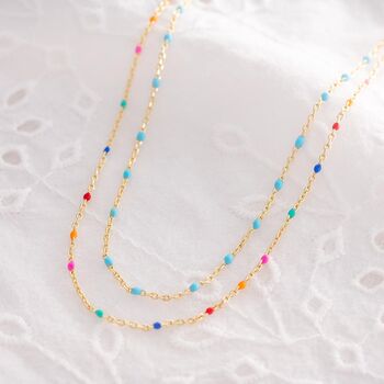 Multi Coloured Enamel Bead Chain Necklace, 2 of 10