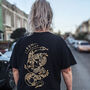 Snake N' Roses Gold Edition Organic Unisex T Shirt, thumbnail 3 of 4