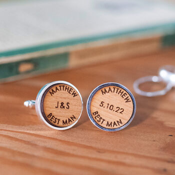 Own Words And Secret Message Wooden Cufflinks, 2 of 10
