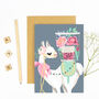 Llama With Bow And Flower Basket Birthday Card, thumbnail 4 of 4