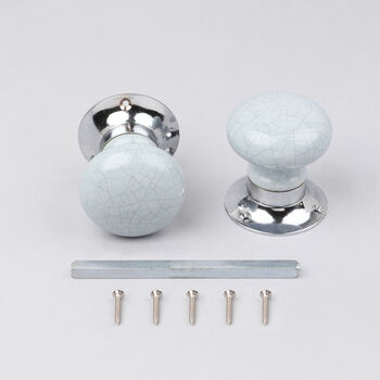 G Decor Crackle Glaze Handcrafted Soft Grey Ceramic Mortice Door Handles Set – Internal Turning Knobs With Chrome Base For Bedroom And Interior Doors, 5 of 5