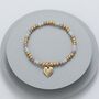 Gold Plated And Crystal Bracelet Hammered Heart Charm, thumbnail 1 of 2