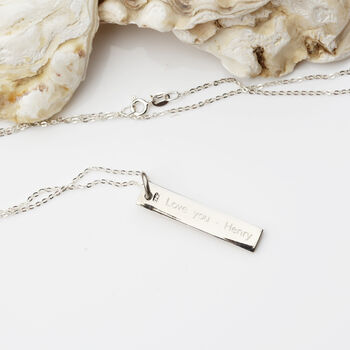 Engraved Sterling Silver Bar Necklace, 3 of 4