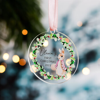 Babys First Christmas Personalised Acrylic Tree Bauble, 4 of 11