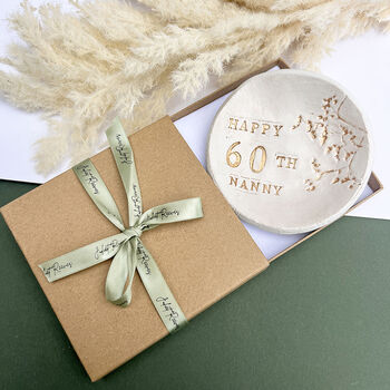 Milestone Birthday Nanny Gold And White Floral Ring Dish, 3 of 6