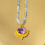 Labradorite Beaded Necklace With Fancy Amethyst Pendant, thumbnail 3 of 5