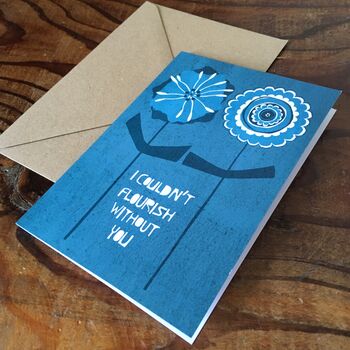 Romantic Floral Floral Card, Sustainable Paper, Blue, 2 of 5