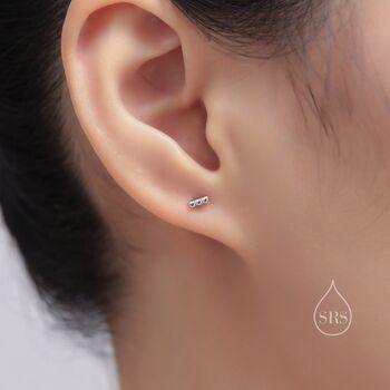 Extra Tiny Three Dot Stud Earrings In Sterling Silver, 7 of 12