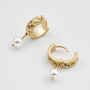 Blackberry Bramble Pearl Drop Gold Huggie Earrings, thumbnail 4 of 8