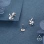 Sterling Silver Pearl Leaf 16 G Flat Back Earrings Internally Threaded, thumbnail 6 of 11