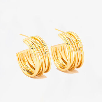 Nami 18 K Gold Plated Twist Hoop Earrings, 4 of 6