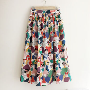 Printed Cotton Midi Skirt Abstract Print, 2 of 6